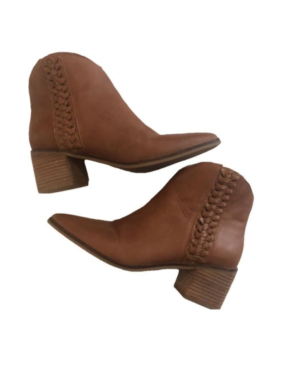 Lucky Brand Size 7 Cosmio brown leather western ankle bootie festival rodeo
